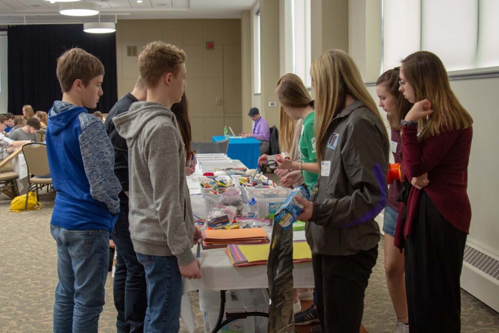 Students working on projects at Business World